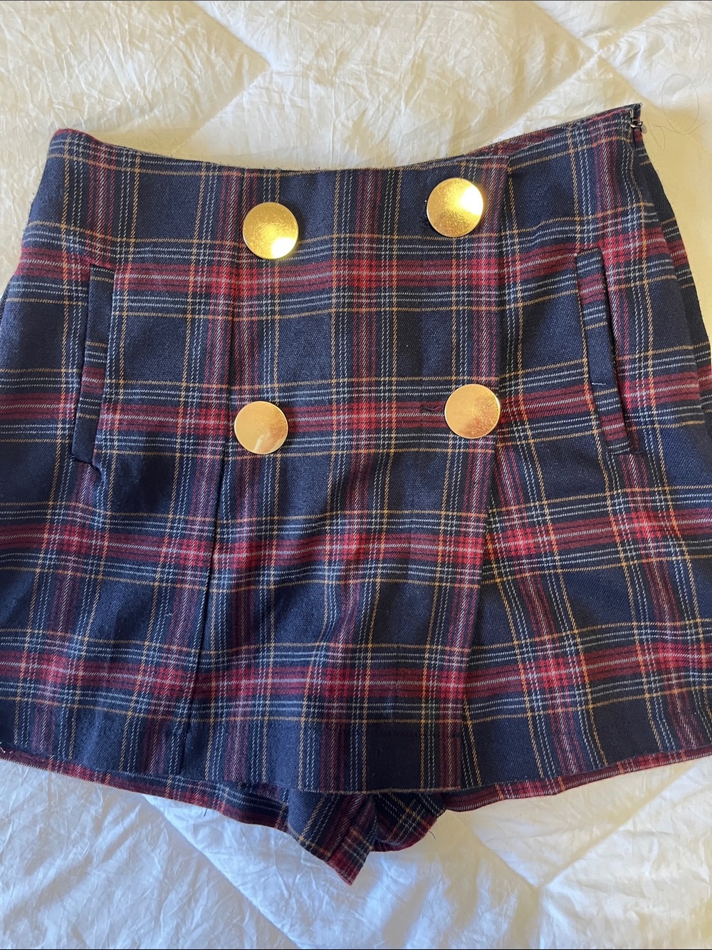 Plaid Double-Breasted Navy and Red Women’s Skort